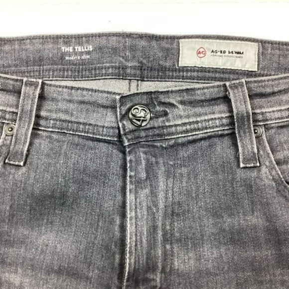 AG Adriano Goldschmied Mens Tellis Modern Slim Jeans Black Wash 33R - Picture 13 of 14